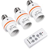 kwmobile 3x Portalámparas inalámbricos E27 - Casquillos E27 con mando a distancia - Casquillo con alcance de 30 M…